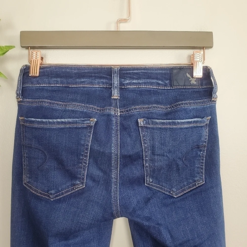American Eagle Jegging Skinny Distressed Frayed Raw Hem Stretch Jeans AE 0 Y2K
